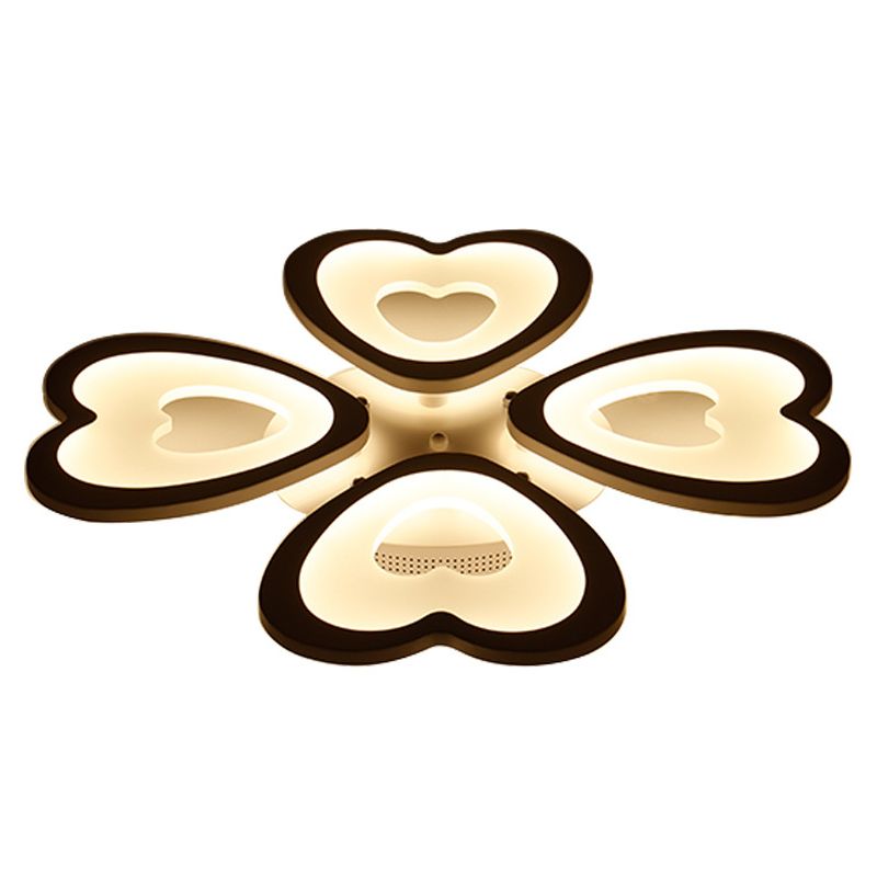 Heart Semi Flush Mount Light Fixture Simplicity Acrylic Ceiling Mount Chandelier for Bedroom