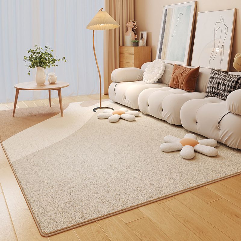 Beige Casual Carpet Polyester Color Lump Carpet Non-Slip Backing Carpet for Home Decor