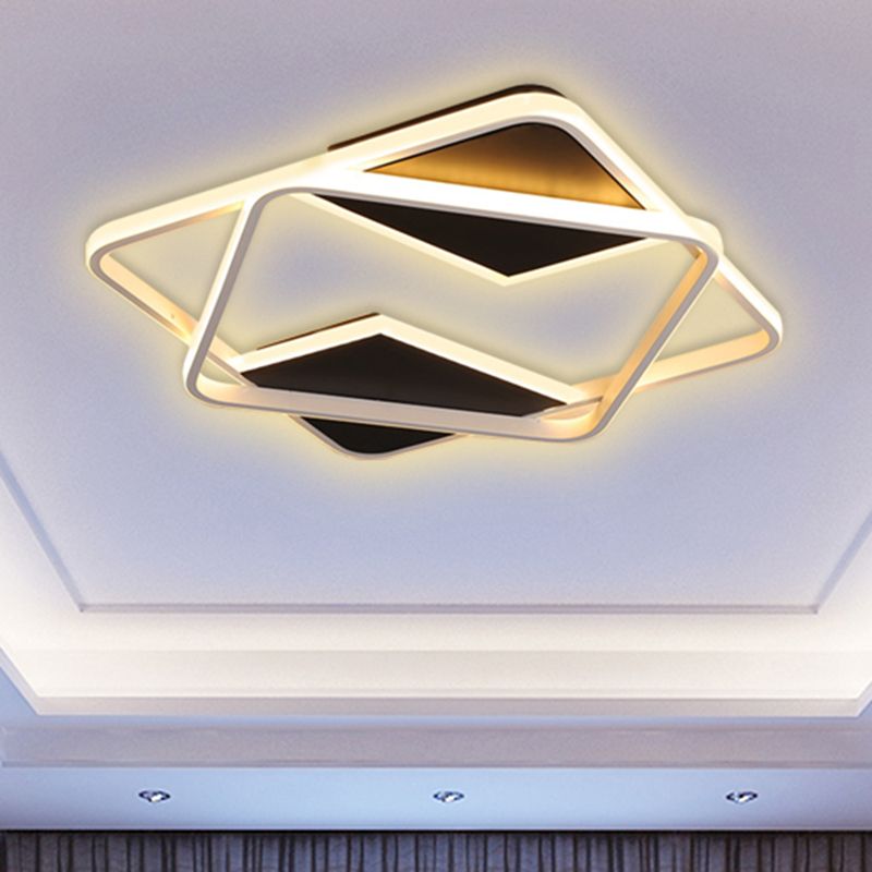 16 "/ 19.5" / 23.5 "/ 35.5" W Double plafonnier métal minimaliste LED noir et blanc chaud / blanc plafonnier