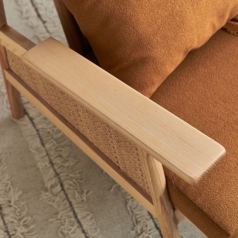 Scandinavian Solid Wood Accent Armchair with Pillow Back and 4 Legs