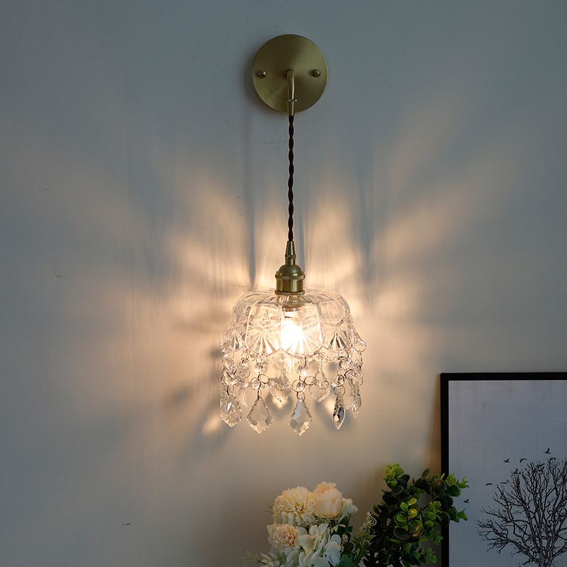 1-Light Modern Nordic Gold Wall Lights Glass Wall Mounted Lamps for Bedroom