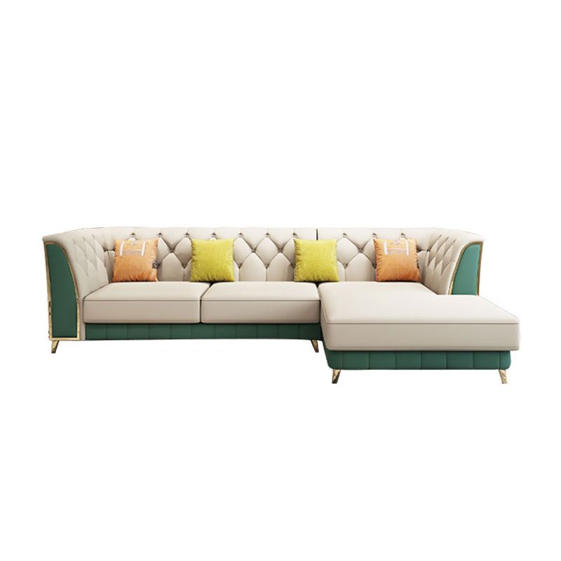Leather Tuxedo Arm Sectional Sofa 33.46"High Tufted Split-Back Sofa