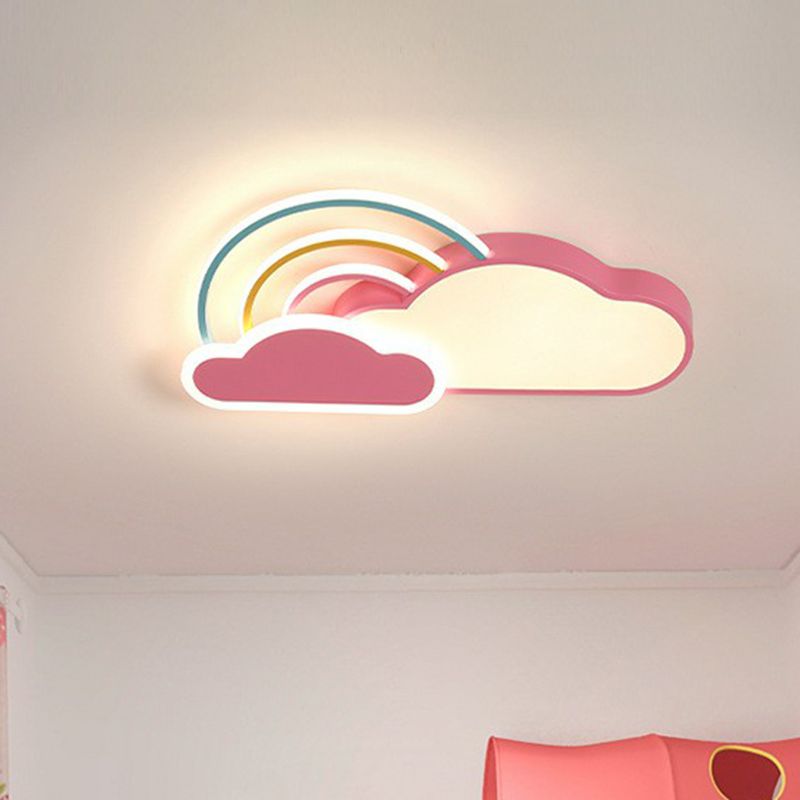 Cloud and Rainbow Kindergarten Flush Light Acrylic Cartoon LED Ceiling Mount Light Fixture