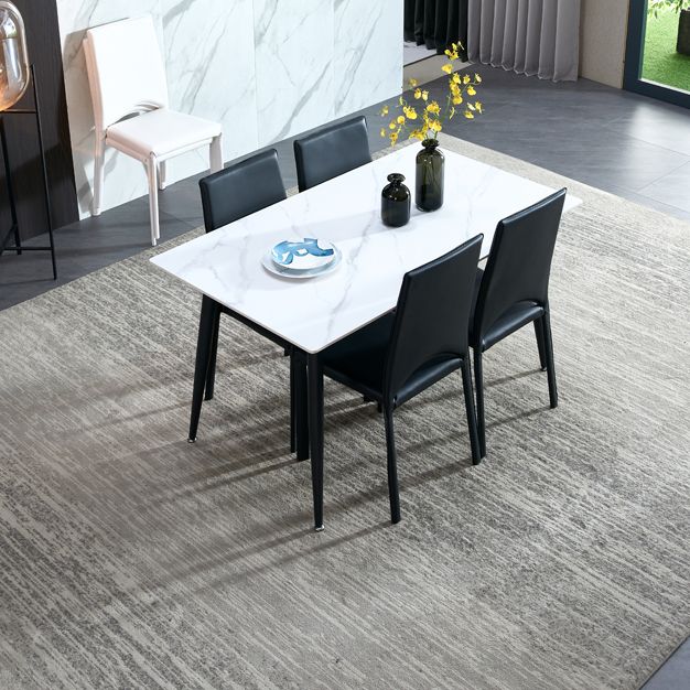 Rectangle Sintered Stone Dining Table Industrial Style 4 Legs Table for Home