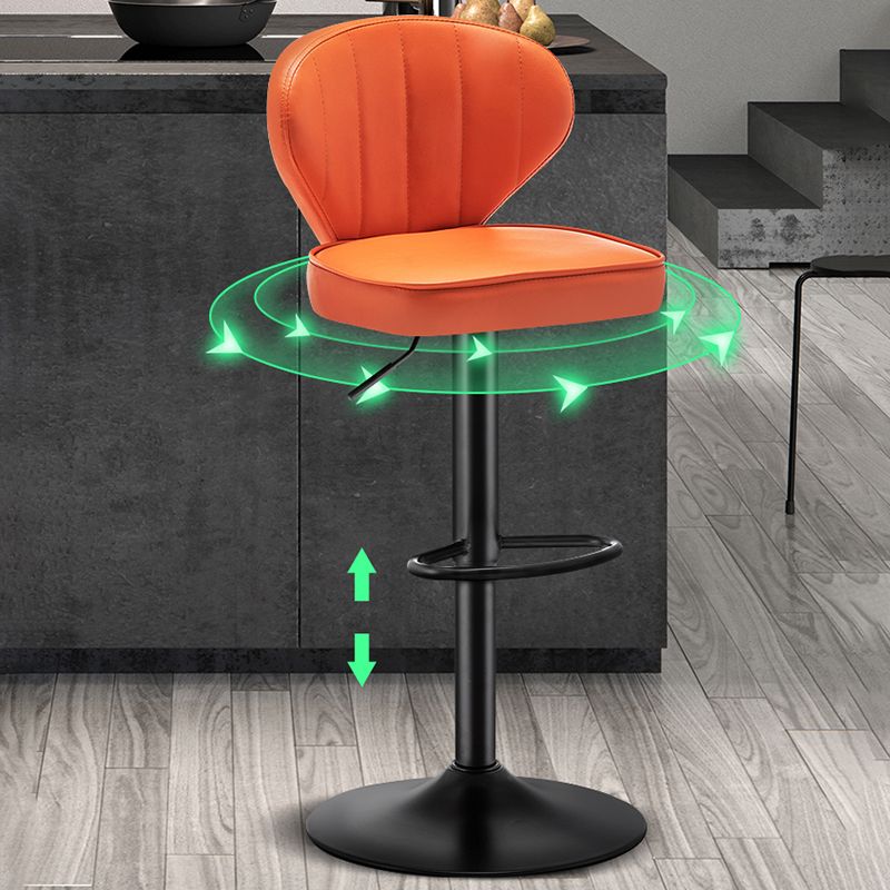 Taburete de bar de acero con respaldo moderno, taburete elevable con cojín de cuero