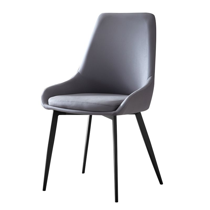 Sillas de comedor de cuero contemporáneas, sillón tapizado con patas de metal para restaurante