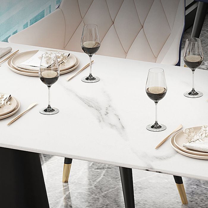 Modern Style Dining Table Sintered Stone Table with Metal Base