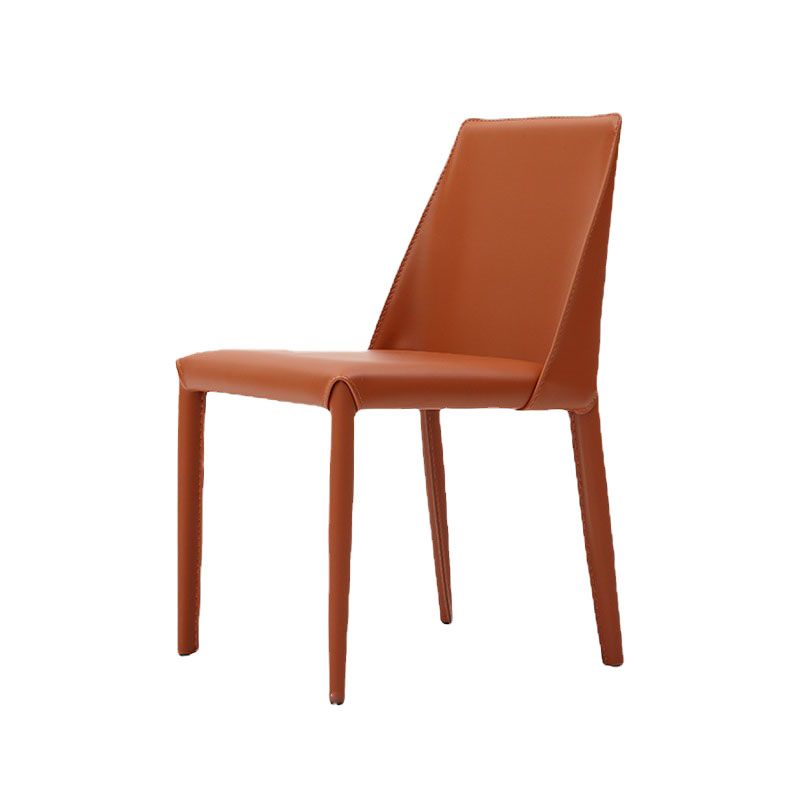Silla auxiliar para el hogar de cuero estilo silla de montar Parsons Silla de comedor con acabado mate