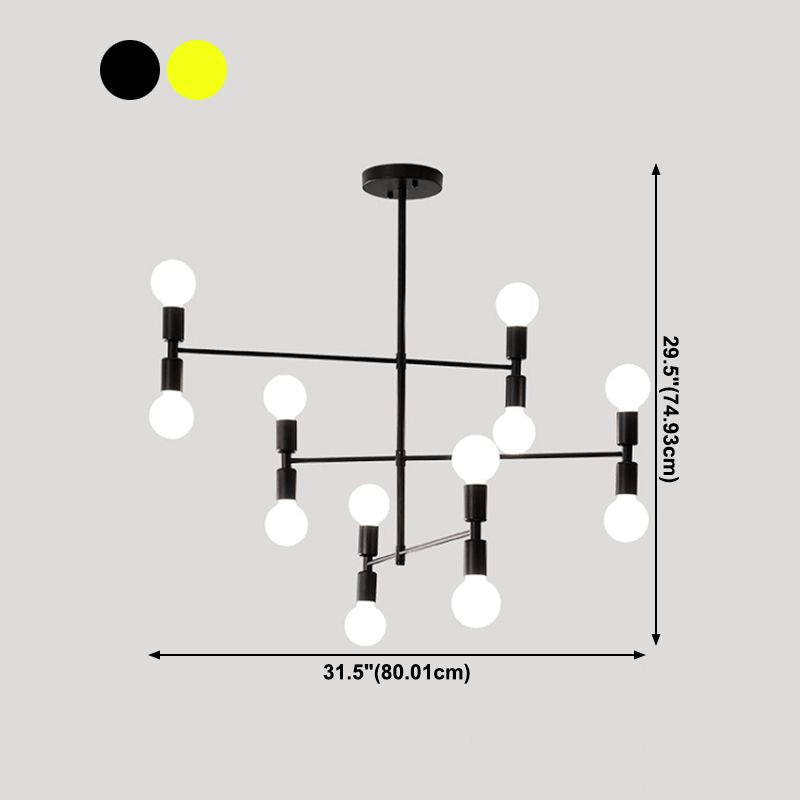 Postmodern Hanging Light Fixture Metal 12-Light Dining Room Chandelier