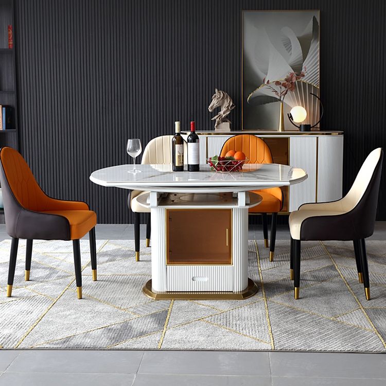 Mesa de comedor de pedestal redondo mesa de comedor de lujo tradicional con Draswer