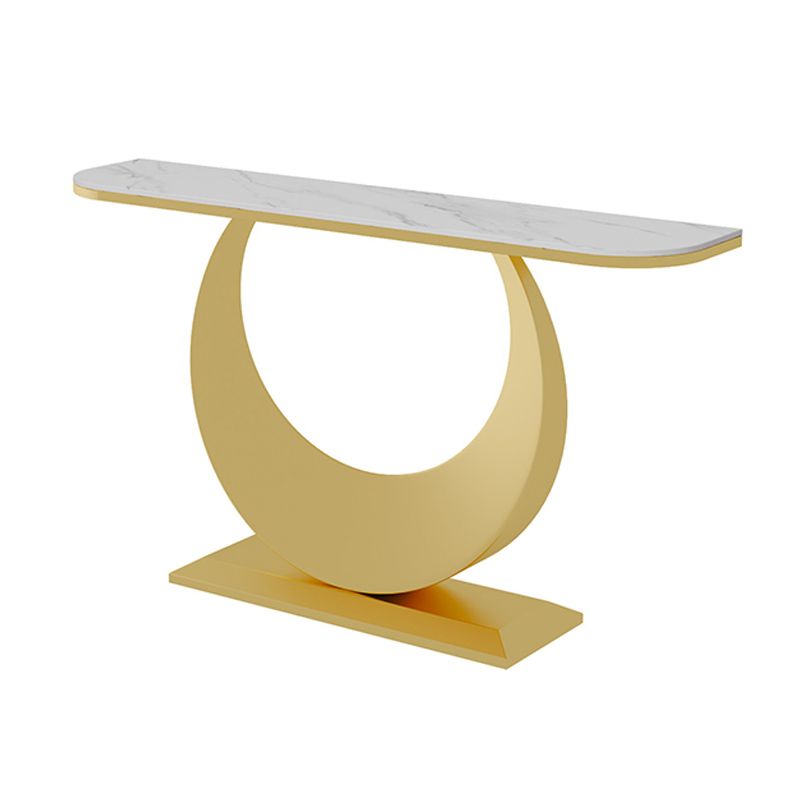Contemporary Console Table Antique Finish Half Moon Console Sofa Table