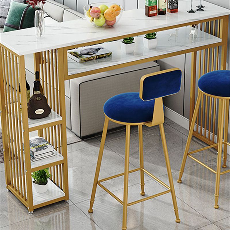 Glam Indoor Bar Stool Table Rectangle Bar Dining Table with Storage