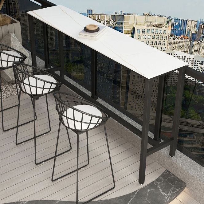 Rectangle Stone Modern Cocktail Bar Table Footrest Trestle Pub Height Dining Table