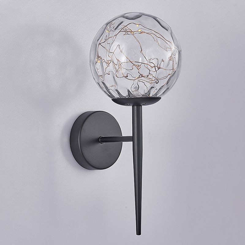 Nordic Style Simplicity Indoor Wall Lamp LED Light String Glass Ball Sconce Lights with Metal Lamp Post