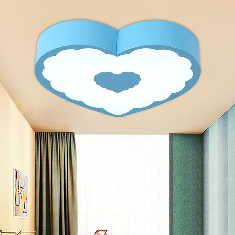 Acrylic Loving Heart Ceiling Lamp Minimalism Yellow/Blue LED Flush Mount Lighting Fixture in Warm/White Light