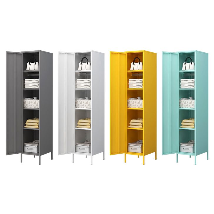 Contemporary Wardrobe Cabinet with Adjustable Shelves Steel Wardrobe Armoire
