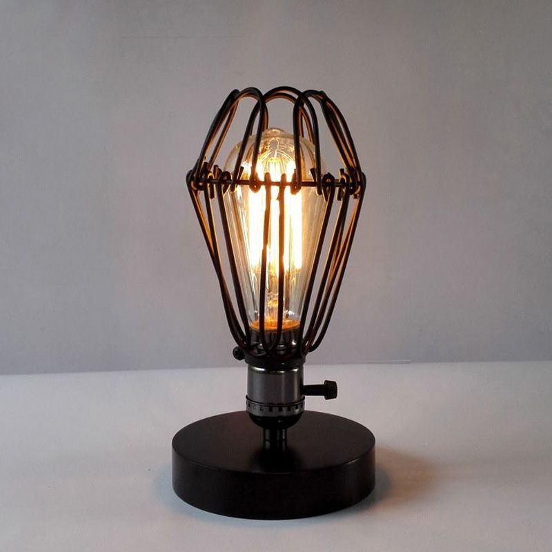Smeedijzeren zwarte tafel verlichting draad frame 1 licht industriële stijl tafellampje met bloembladen ontwerp