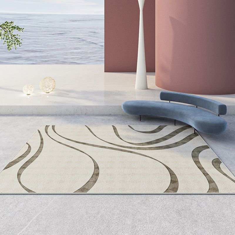 Contemporary Geometry Printed Rug Polyester Indoor Carpet Non-Slip Backing Carpet for Living Room