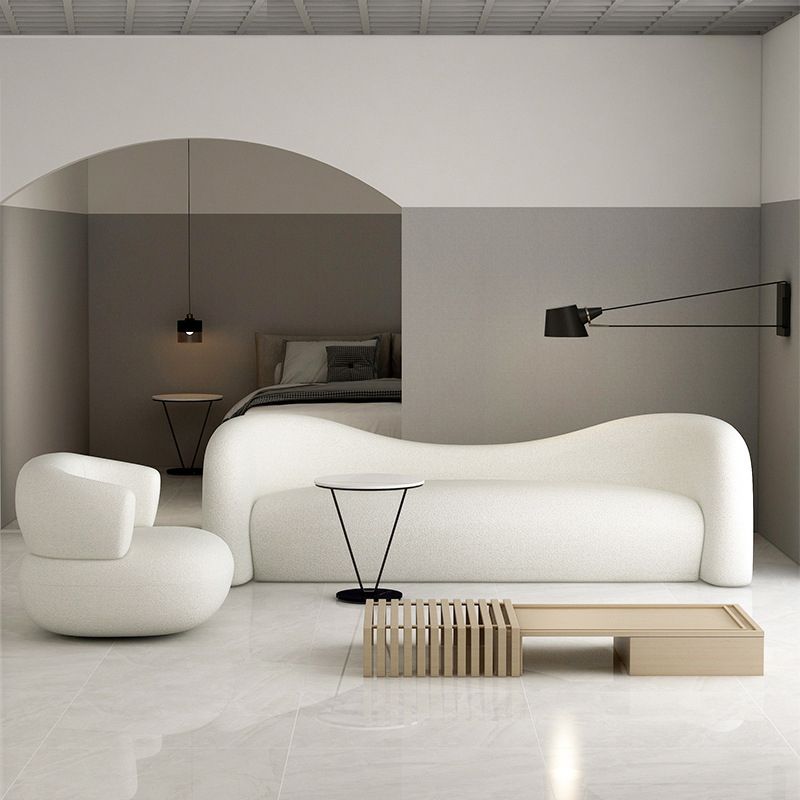 Contemporary Camel Back Standard Sofa Fabric Tuxedo Arm Sofa
