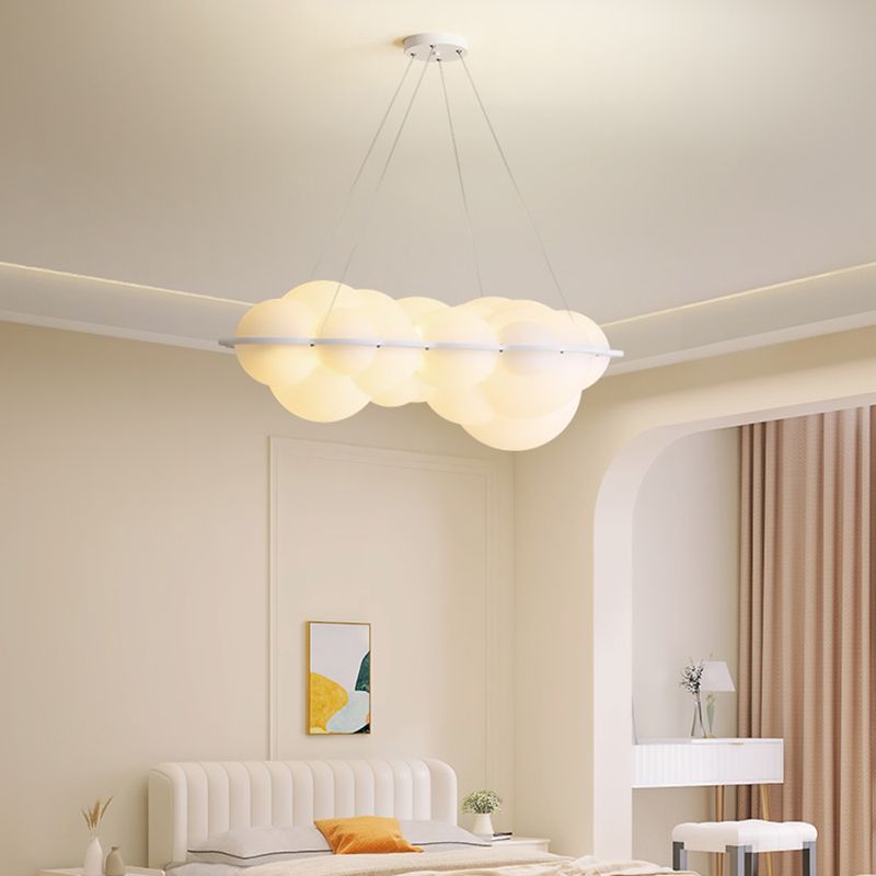 Contemporary Hanging Light Cloud Island Light Fixture in White for Dining Room