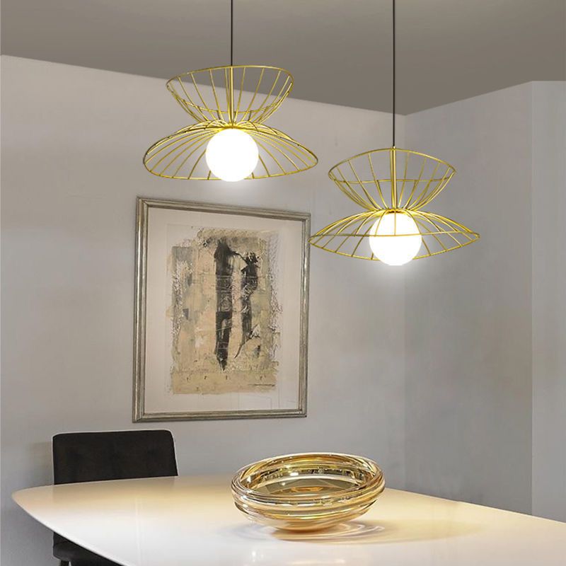 Wire Cage Dining Room Pendant Light Fixture Loft Style Metal 1-Light Drop Lamp