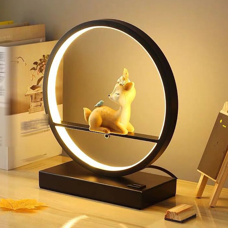 Lámpara de mesa de 1 círculo de 1 luz lámparas de mesita de noche contemporánea para dormitorio