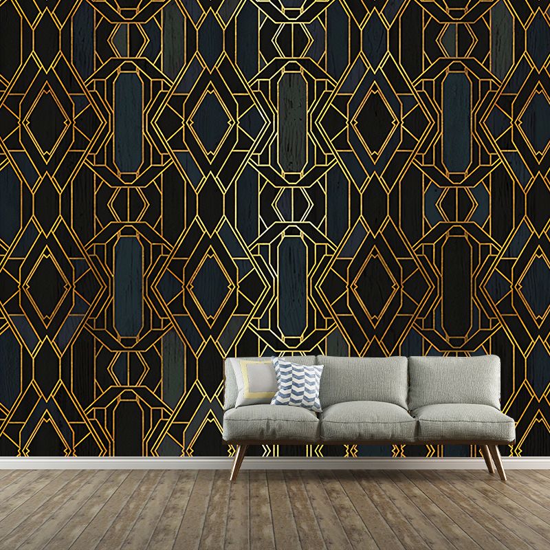 Stain-Resistant Murals Modern Non-Woven Wall Decor with Geometric Pattern for Dining Room