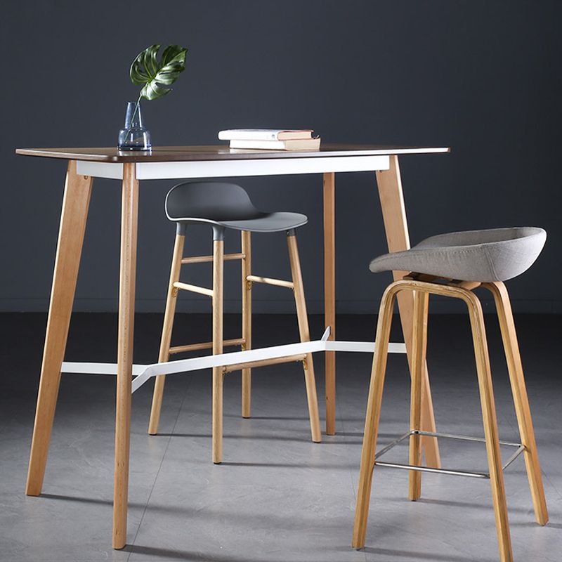 Modern Style Wooden Top Rectangle 4 Legs Bar Dining Table for Home