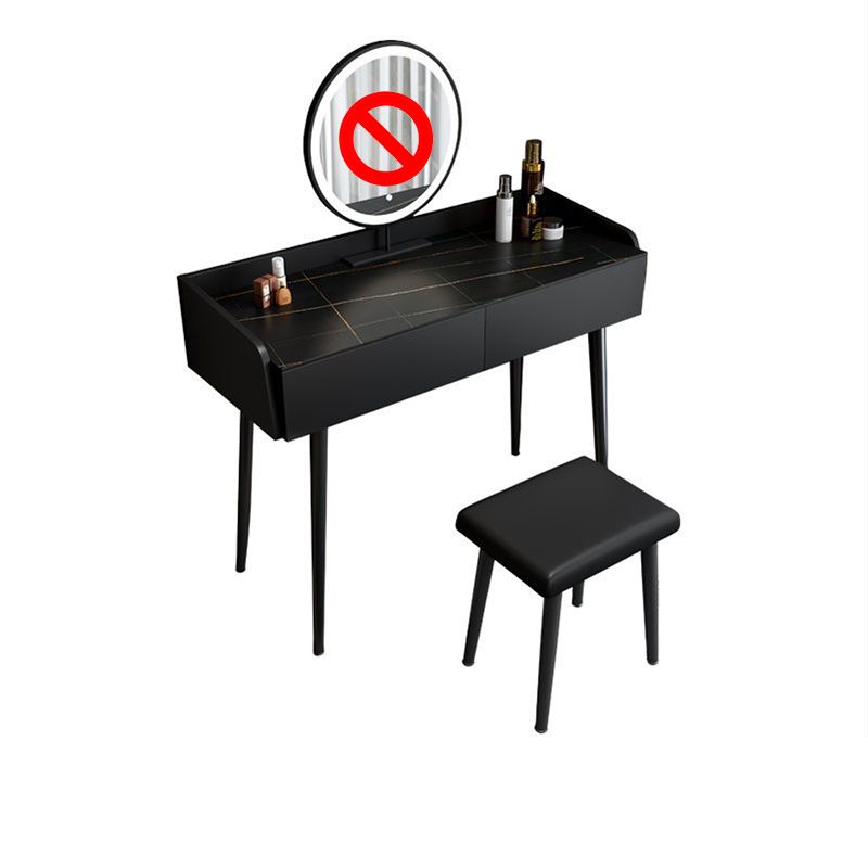 Contemporary Stone Makeup Dressing Table 2-Drawer Vanity Table Set