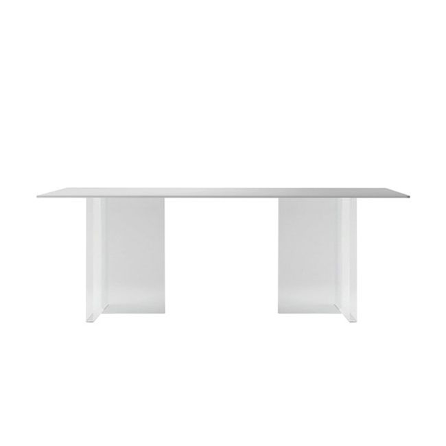 Rectangle White Top Dining Table Modern Acrylic Base Table for Kitchen
