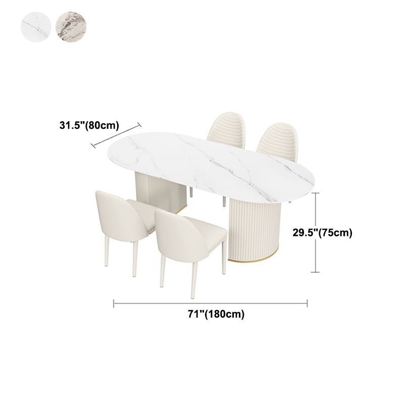 Metal Traditional Luxury Freeform Table Sintered Stone Table with Double Pedestal