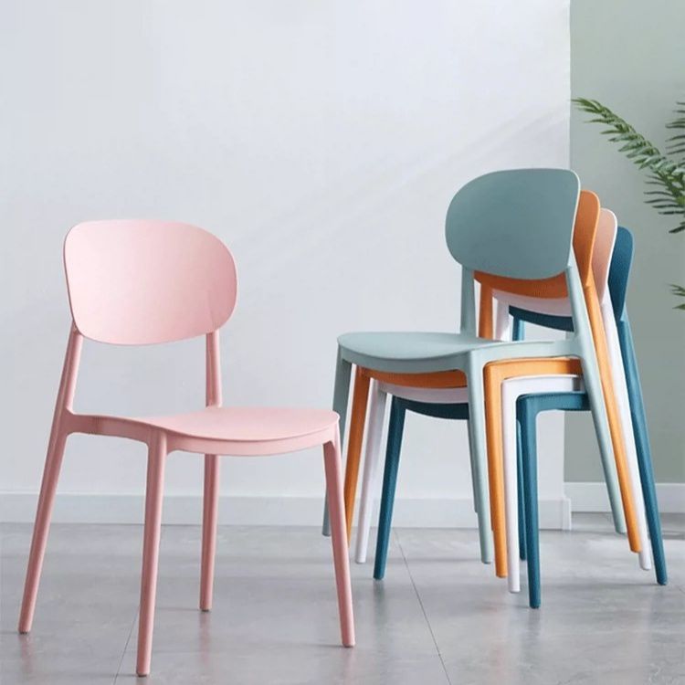 Silla de comedor de estilo moderno, cocina de plástico, silla individual sin brazos
