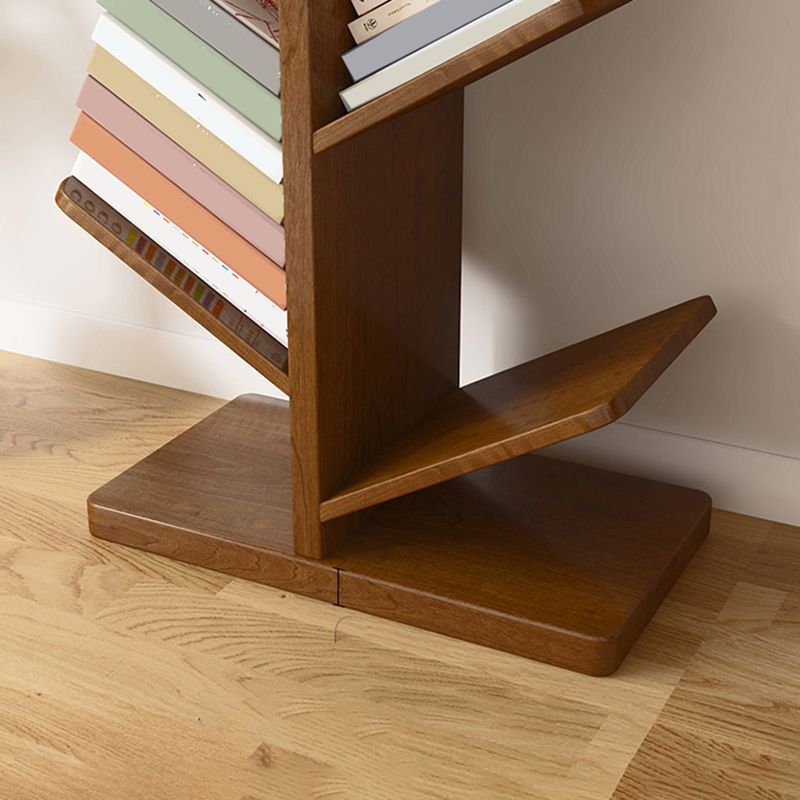 Modern Wood Bookshelf Geometric Vertical Open Shelf Bookcase