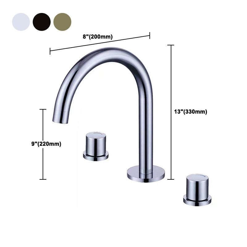 Circular 2-Handle Bathroom Faucet with Copper 3-Hole Widespread Bathroom Sink Faucet