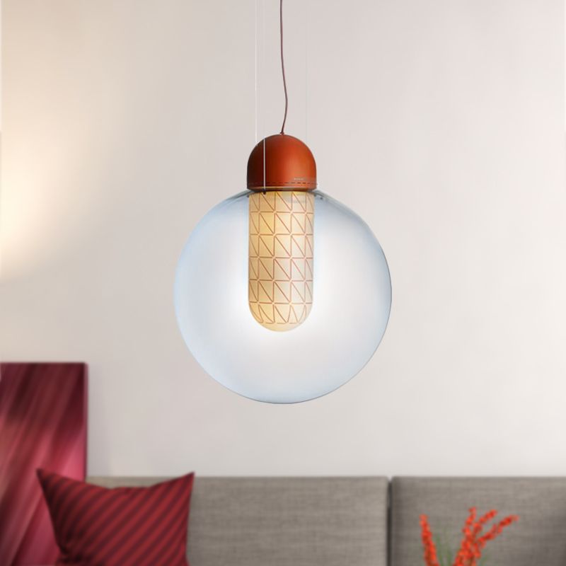 Iluminación colgante de esfera de naranja 1 Lámpara de techo colgante de vidrio de humo de gradiente de luz de luz