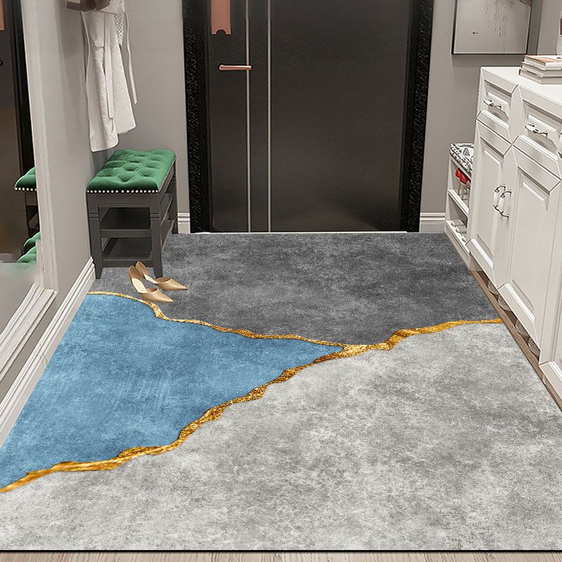 Luxury Washable Carpet Funky Contrast Panel Area Rug Polyester Non-Slip Carpet for Home Decor