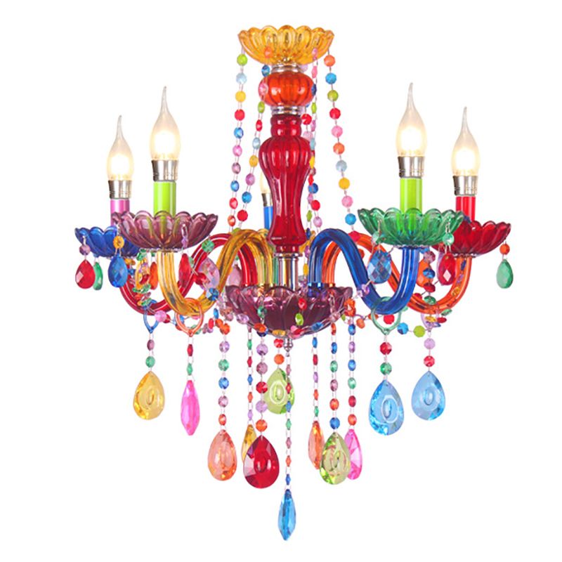 Nordic Multi Head Macron Chandelier Glass Pendant Lighting Fixtures for Bedroom