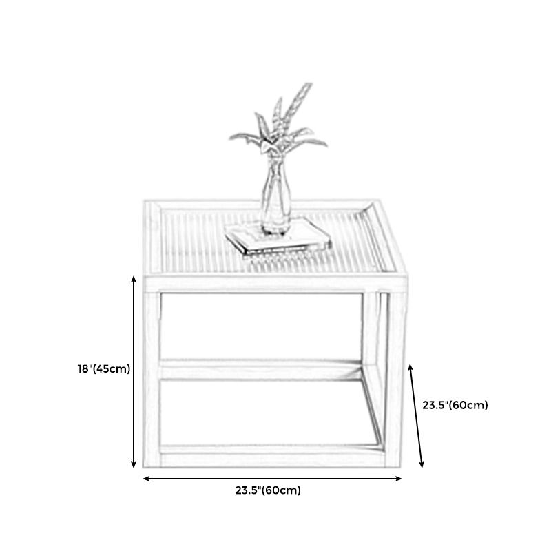 Frame Base Coffee Table Square Natural Wood Cocktail Table with Drawer