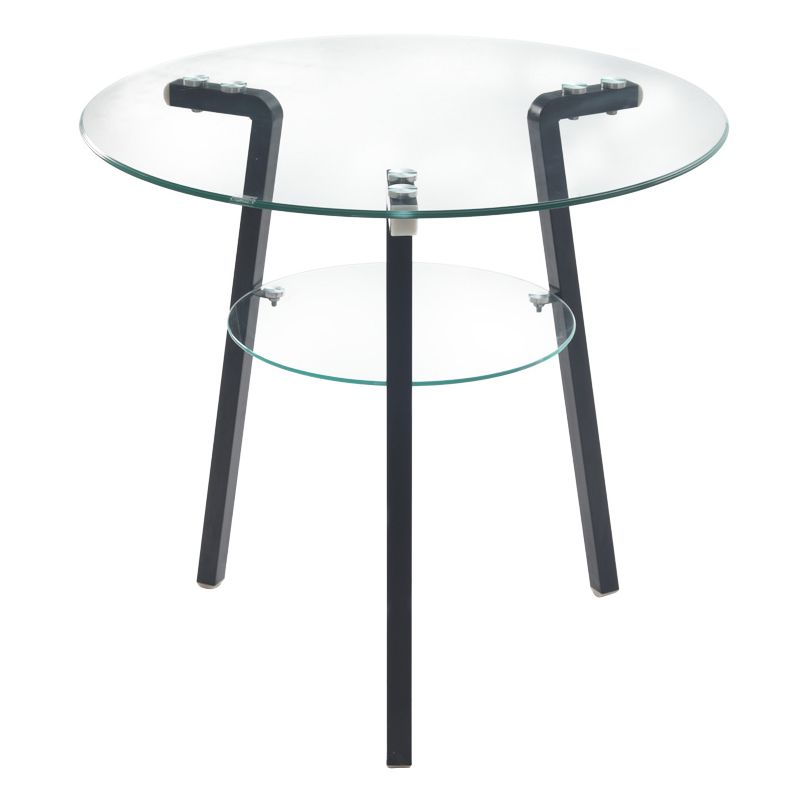 Round 3 Legs Modern Dining Table Transparent Fixed Table of Clear Glass