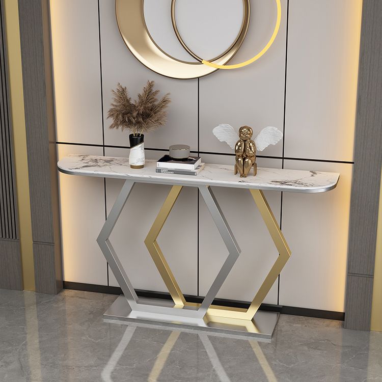 Glam Console Accent Table Antique Finish Sofa Table in Stone