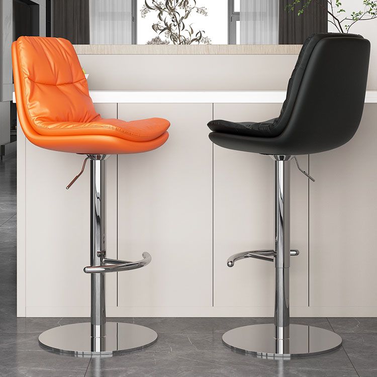 Upholstered Bar Stools Swivel Adjustable Height Bar Stool with Chrome Base