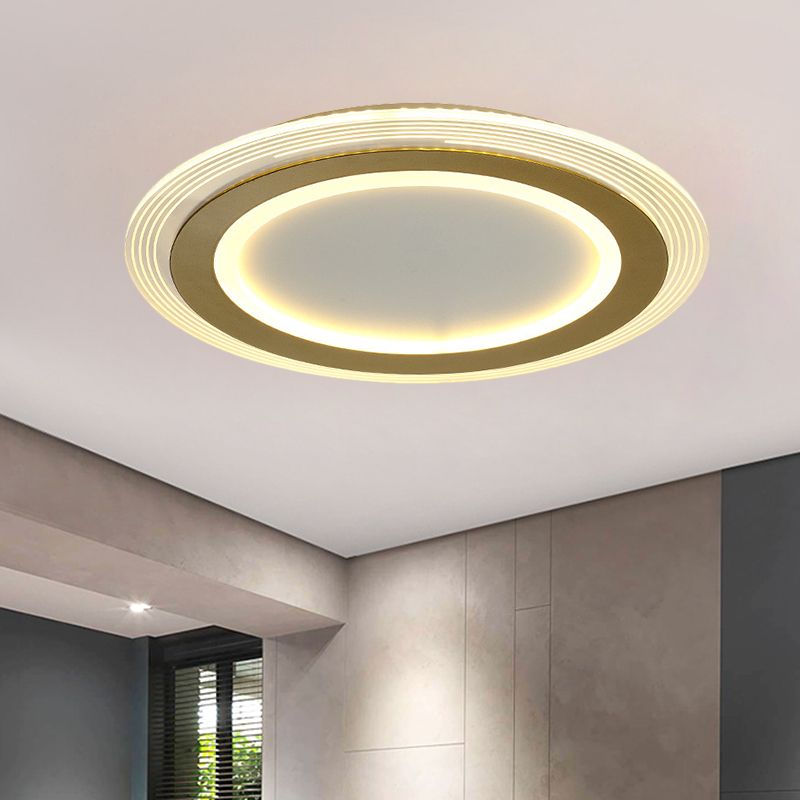 Lampada da incasso metallica quadrata/rotonda Modernismo LED Lampada da incasso dorata, larghezza 16"/19,5"