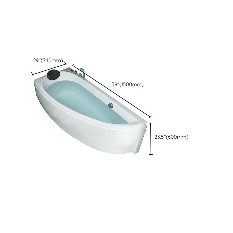 Back to Wall Corner Bathtub Acrylic White Modern Soaking Bath