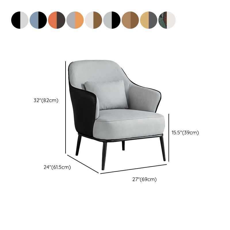 Modern Armchair Solid Color Pillow Back Basic Four Legs Chair