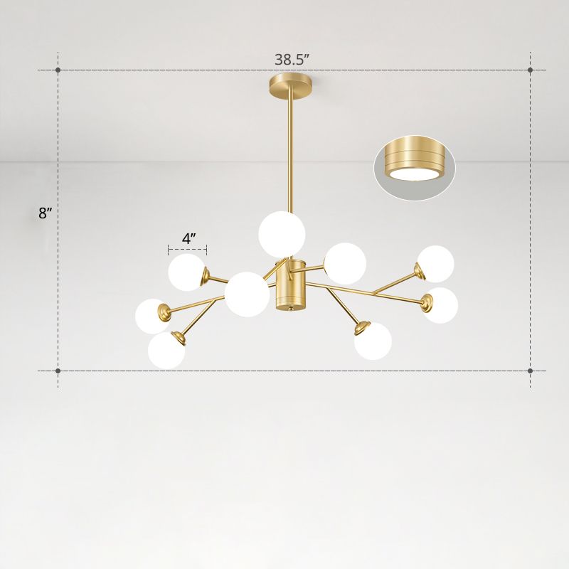 Molekularer Kronleuchter Lampe Nordic Milchglas Wohnzimmer Suspension Licht in Gold