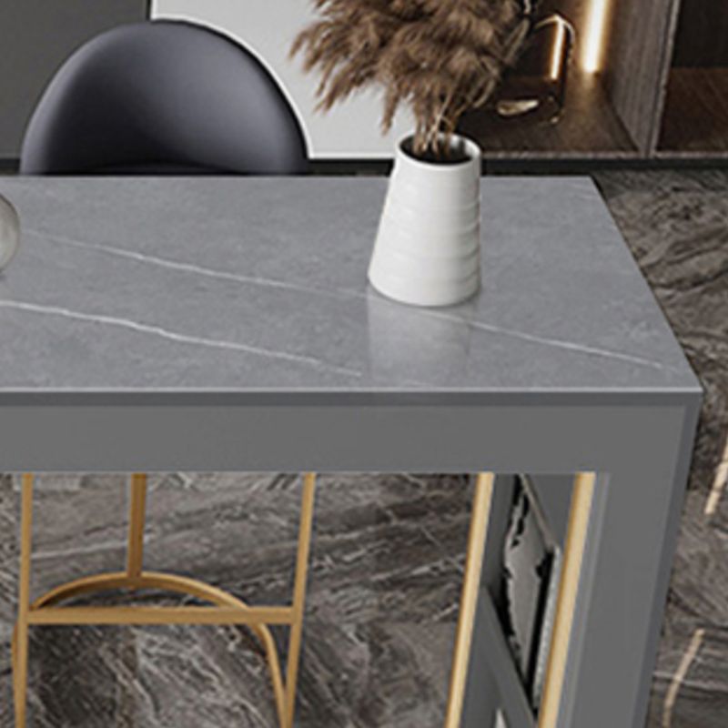 Rectangle Bar Pub Table Set 1/3 Pcs Stone Top Bar Table and Upholstered Stools