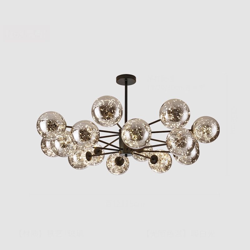 Modern Style Glass Ball Shade Chandelier Height Adjustable for Living Room Bedroom