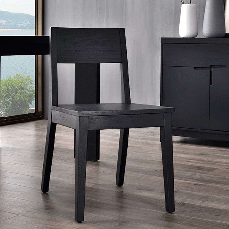 Modern Armless Backrest Wood Chair with Ash Legs for Dining Room