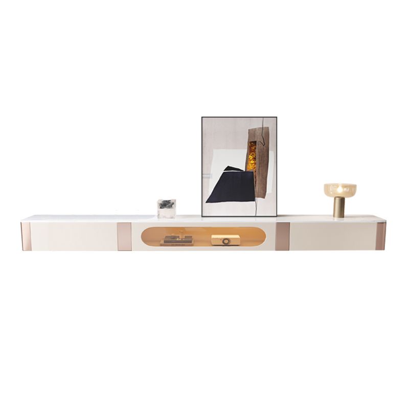 Modern Style Stone Top TV Cabinet Console White with 2 Drawers