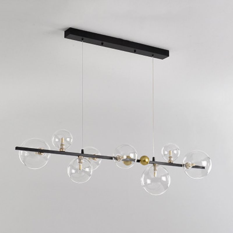 Glass Globe Island Pendant Modern 8-Lights Island Lighting for Dining Room